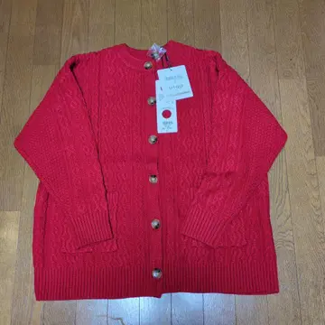 우타오 케이블 니트 가디건 빨간색 새상품 M