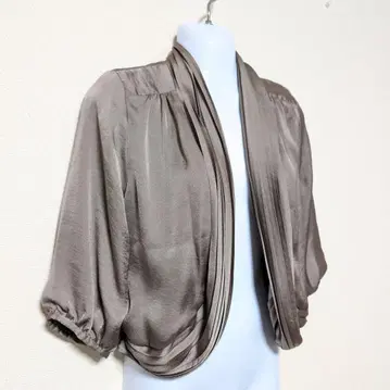 드레이프 디자인 7부 소매 볼레로 겉옷 포멀 파티 새틴 결혼식