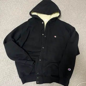 Champion 블랙 후드티 후드 부착