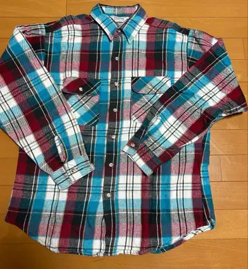 레어 70s 80s 삼각형 택 파이브 브라더 플란넬 셔츠 L