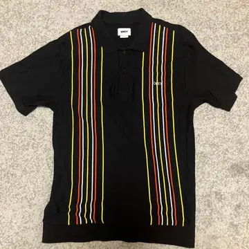 OBEY 스트라이프 디자인 피케 셔츠 M 블랙