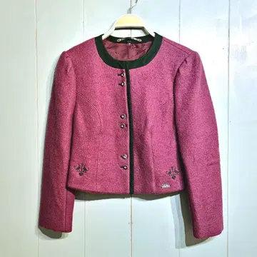 PERMA 노카라 자켓 퍼플 치로리안 와인 레드 울