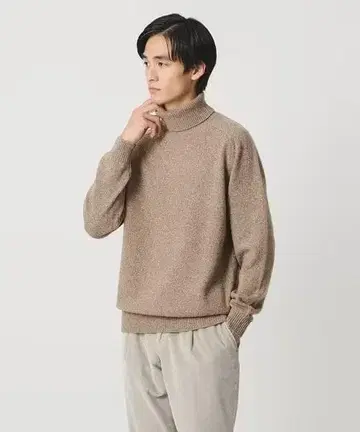 [ 새상품급 ] 유나이티드 애로우즈 터틀넥 니트 M 베이지 캐시미어 혼방