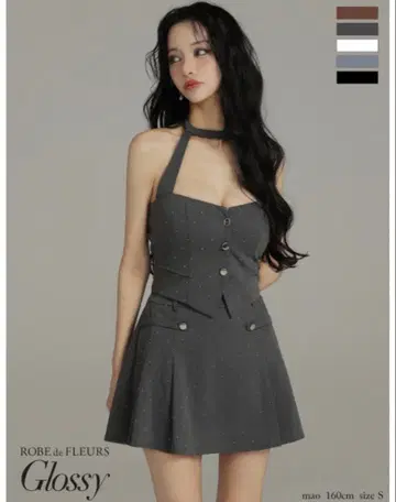 ROBE de FLEURS 그레이 플레어 드레스 S