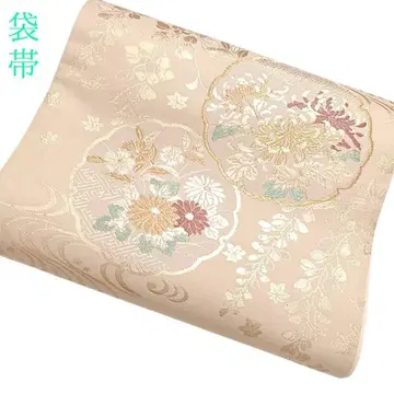 W74 후쿠로 오비 꽃 눈꽃 무늬 골드