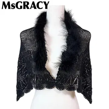 [ 새상품급 ] M'S GRACY 볼레로 퍼 케이프 38 메쉬 블랙