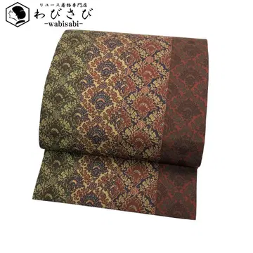 쿄토 후쿠로 오비 사선 격자 화문 패턴 세로 패턴 O-5532