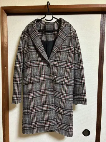 ZARA WOMAN 체크 무늬 롱 코트