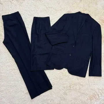 [레어] 뉴요커 네이비 스트라이프 3피스 수트 팬츠 XL