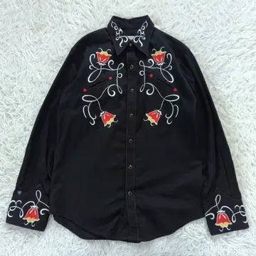 한정품 Rockmount 락마운트 웨스턴 셔츠 꽃무늬 자수 블랙 L