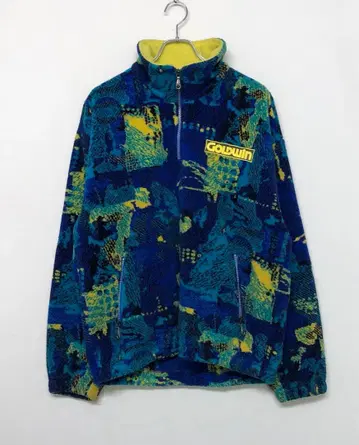 레트로 GOLDWIN 일본제 구제 의류 기하학 패턴 하프 지퍼 풀오버