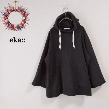 eka:: 에이카 풀오버 후드티 후드 부착 플레어 소매 맨투맨 F