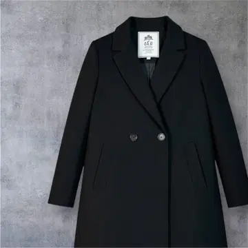 SLOBE IENA 블랙 더블 브레스트 체스터 캐시미어 혼방 울 코트