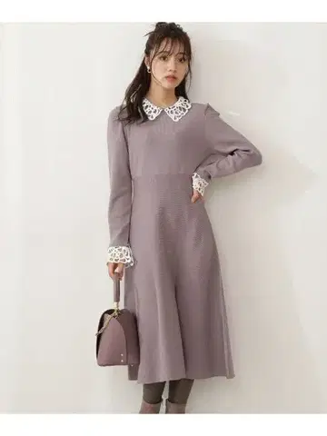 클래시컬 레이스 니트 원피스