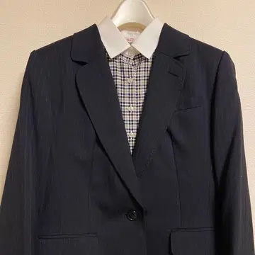 Precious 네이비 스트라이프 비즈니스 정장 셋업 스트레치