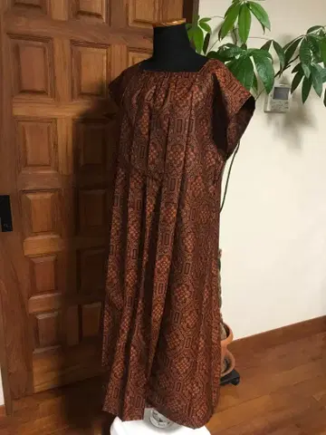 핸드메이드 원피스 럭셔리 턱 롱 미사용 옷감 리메이크 오렌지 블랙