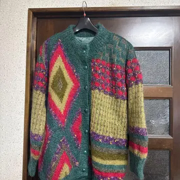 기하학 패턴 니트 가디건