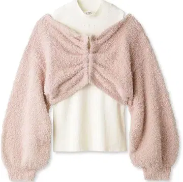 SNIDEL 퍼 볼레로 세트 니트 풀오버 핑크 니트 가디건