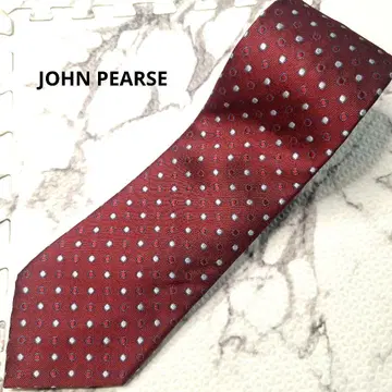 JOHN PEARSE 버건디 도트 패턴 넥타이 SILK 100%