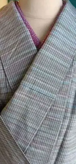 파랑과 보라색 스트라이프 기모노 단의