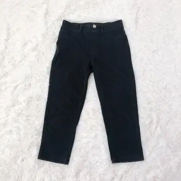 rejouir 컬러 팬츠 크롭 스트레치 허리밴딩 면 혼방 블랙