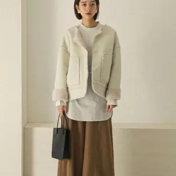 아이보리 데님 보아 자켓