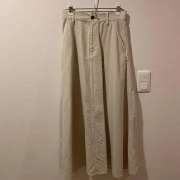 베이지 폴리에스테르 롱 스커트 XS