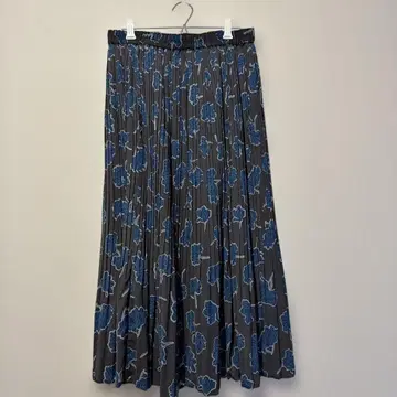 comoely closet 플레어 스커트 플리츠 그레이 파랑 꽃무늬