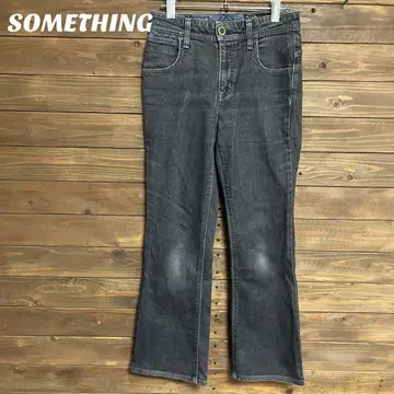 [ 썸씽 ] SOMETHING 블랙 데님 청바지 스트레치 M