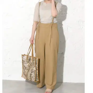 원턱 서스펜더 와이드 팬츠