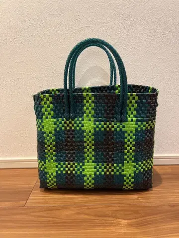 레트로풍 메르카도 백 깅엄 그린/블랙 (M)