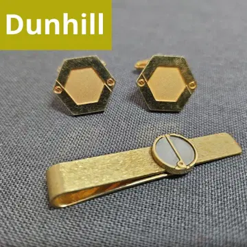 던힐 넥타이핀 커프링크스 세트 골드 톤