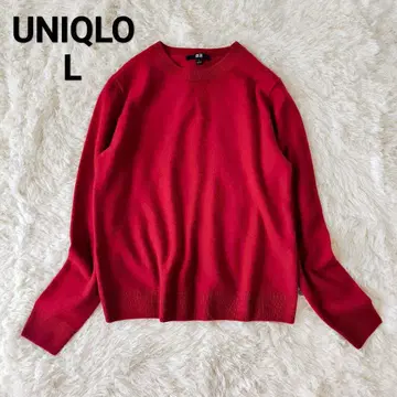 유니클로 100% 캐시미어 크루넥 스웨터 L 빨간색