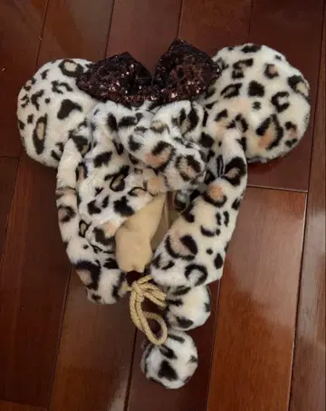 디즈니 팬캡 레오파드 무늬 미니 레오파드 베이지 브라운