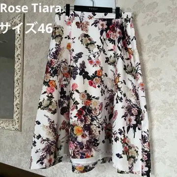 새상품급 빅 사이즈 46 로즈 티아라 허리밴딩 롱 꽃무늬 플레어 스커트