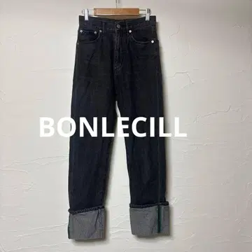 BONLECILL 스트레이트 청바지 / 롤업 하의 / 블랙