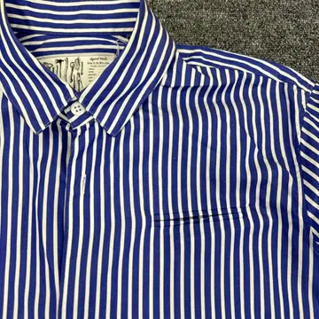 192digawel 파랑과 화이트 스트라이프 긴팔 셔츠