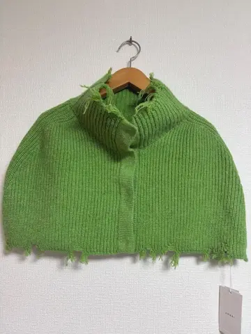 그린 리브 하이넥 숏 기장 가디건