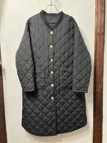 빈티지 노카라 구제 의류 미국 빈티지 의류 블랙 퀼팅 롱 코트