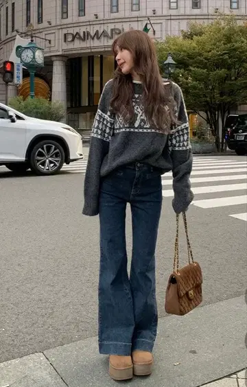 CANIE 플레어 청바지 데님 팬츠