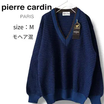 [ 새상품 택 포함 ] 피에르 가르뎅 모헤어 혼방 V넥 스웨터 M 레트로