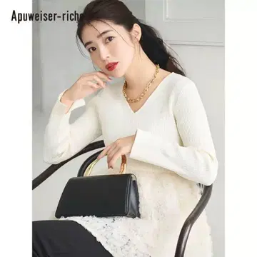 Apuweiser-riche 튤 컴비 페플럼 니트