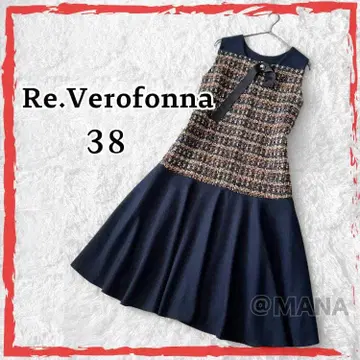 컨디션 최상 Re.Verofonna 일본제 변형 리본 트위드 절개 원피스