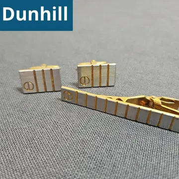 Dunhill 넥타이핀 커프링크스 세트 스퀘어 금 x 은