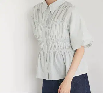 VIS 셔링 벌룬 셔츠