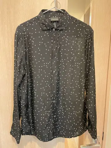 엠포리오 아르마니 스타 프린트 긴팔 셔츠 블랙