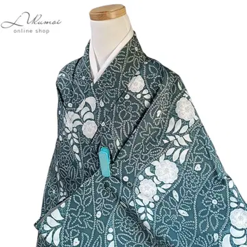 LULU105 기모노 코몬 이중 기모노 기장 츠지가하나 그린