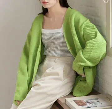 LOWRYS FARM 로리즈팜 스폰디쉬 V 가디건 그린