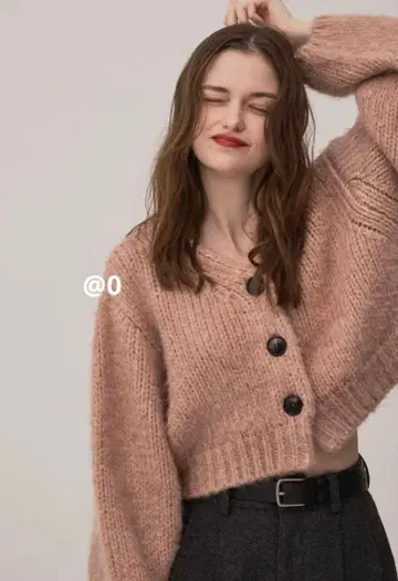 PINUE 피누에 샤기 MIX 니트 가디건 (PINK)