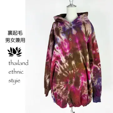 [새상품] 속기모 후드 부착 자켓 타이다이 염색 겉옷 MF959